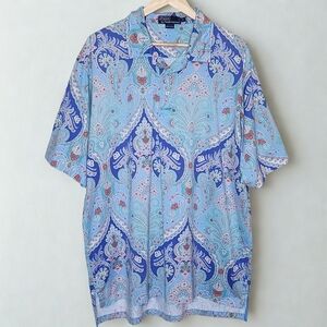 RALPH LAUREN POLO  Vintage c. 2002 Paisley Printed Polo Shirt • XL • 100% Cotton